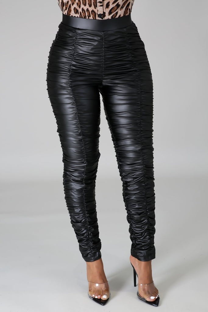 Women's High Waist Faux Leather Pants – DK