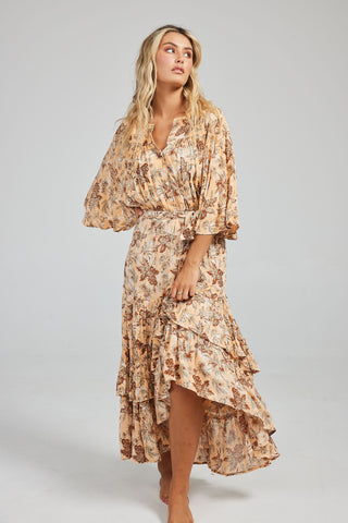 Sassy Dress a Bohemian Style Dress with Flutter Sleeves and a High Low Hem