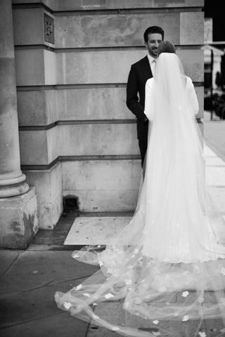 real bride selina wears awon golding cathedral length veil called enchantress