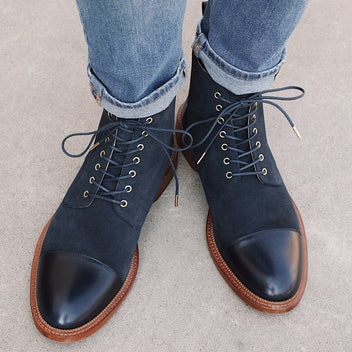 The Troy Boot - Navy Suede Boots | TAFT