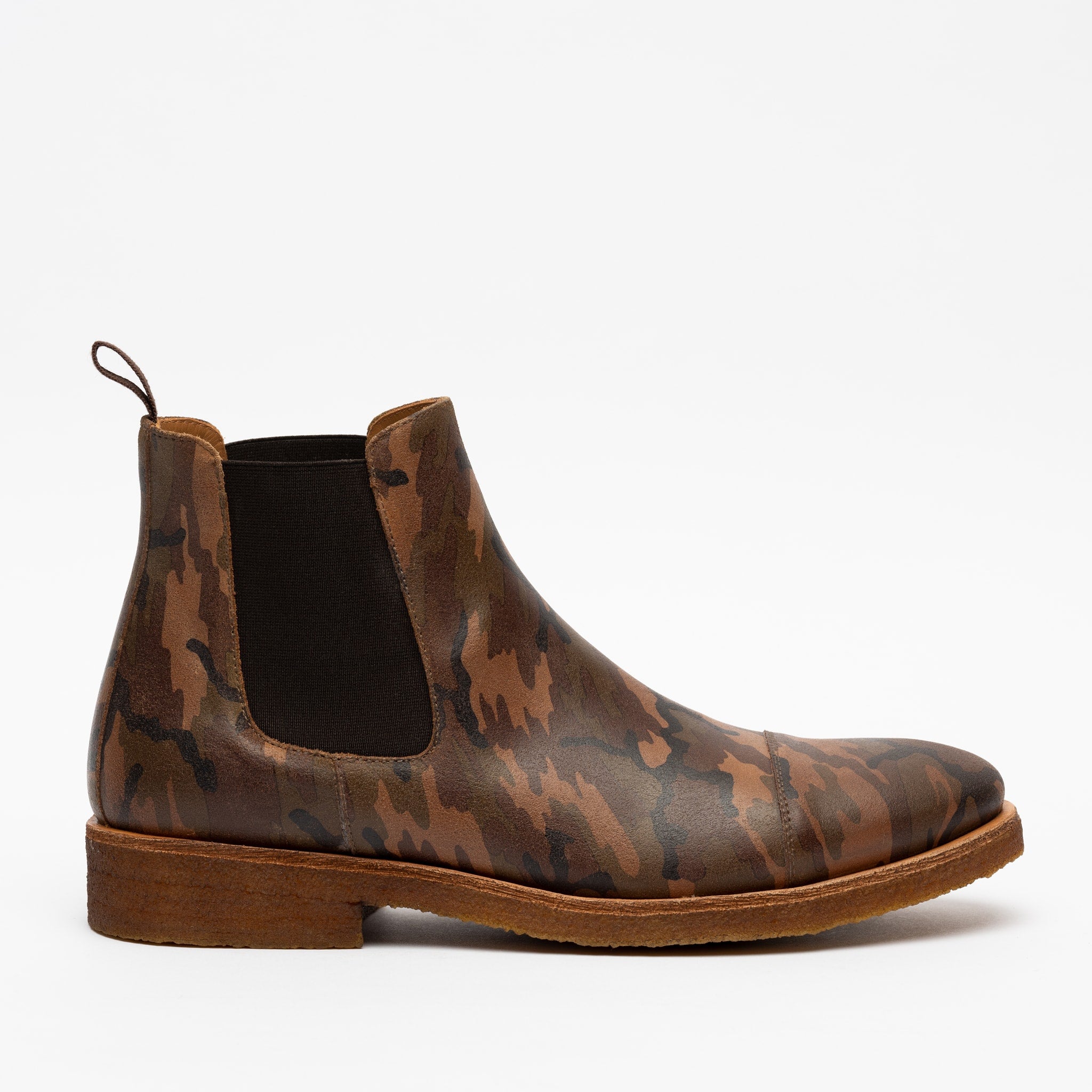 camouflage chelsea boots