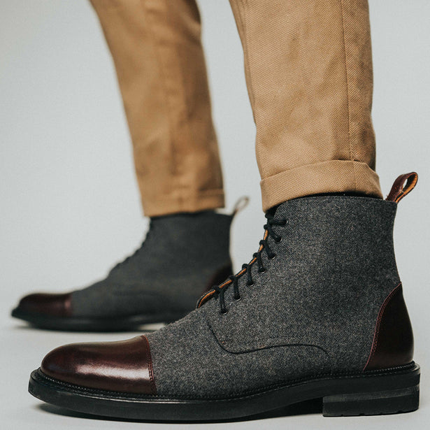 The Jack Boot - Grey / Oxblood Leather | TAFT