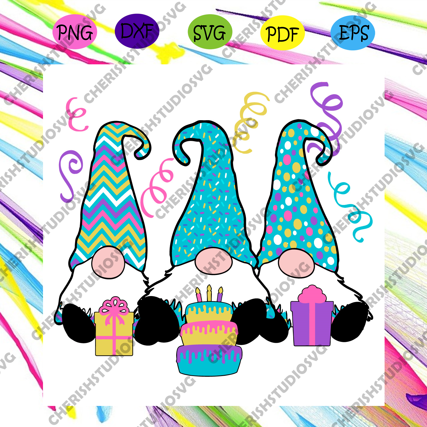 Download 3 Birthday Gnomes Did You Gnome It Is My Birthday Balloons Svg Birthd Cherishsvgstudio