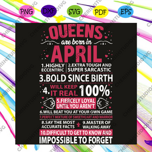 Download Queens Are Born In April Svg Birthday Svg April Girl Svg April Quee Cherishsvgstudio