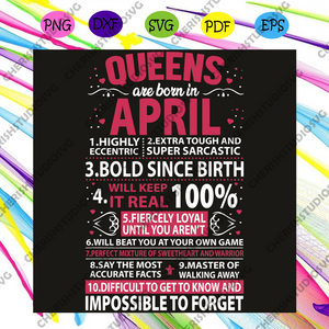 Download Queens Are Born In April Svg Birthday Svg April Girl Svg April Queen Svg Queen Svg