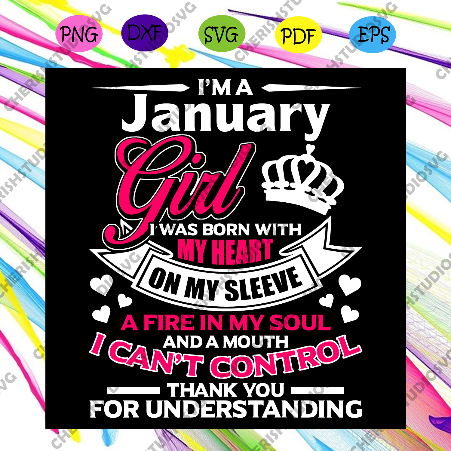 Download I Am A January Girl I Was Born With My Heart Svg Birthday Svg Januar Cherishsvgstudio