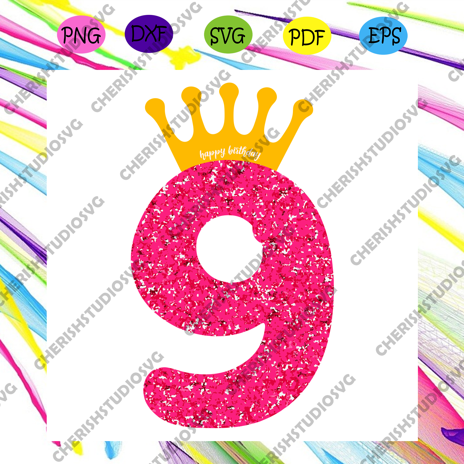 Download Happy 9th Birthday Girl Princess Crown Svg Birthday Svg Princess Cro Cherishsvgstudio