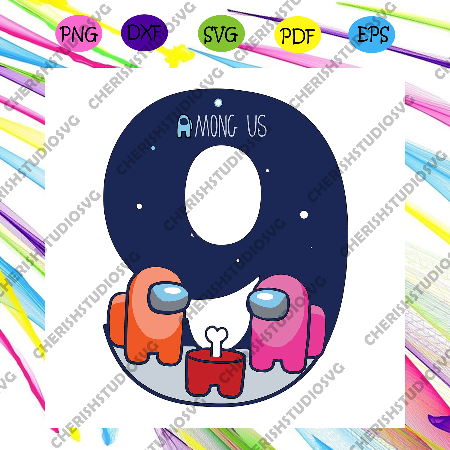 Download Among Us Happy 9th Birthday Orange And Pink Impostor Svg Birthday Svg Cherishsvgstudio