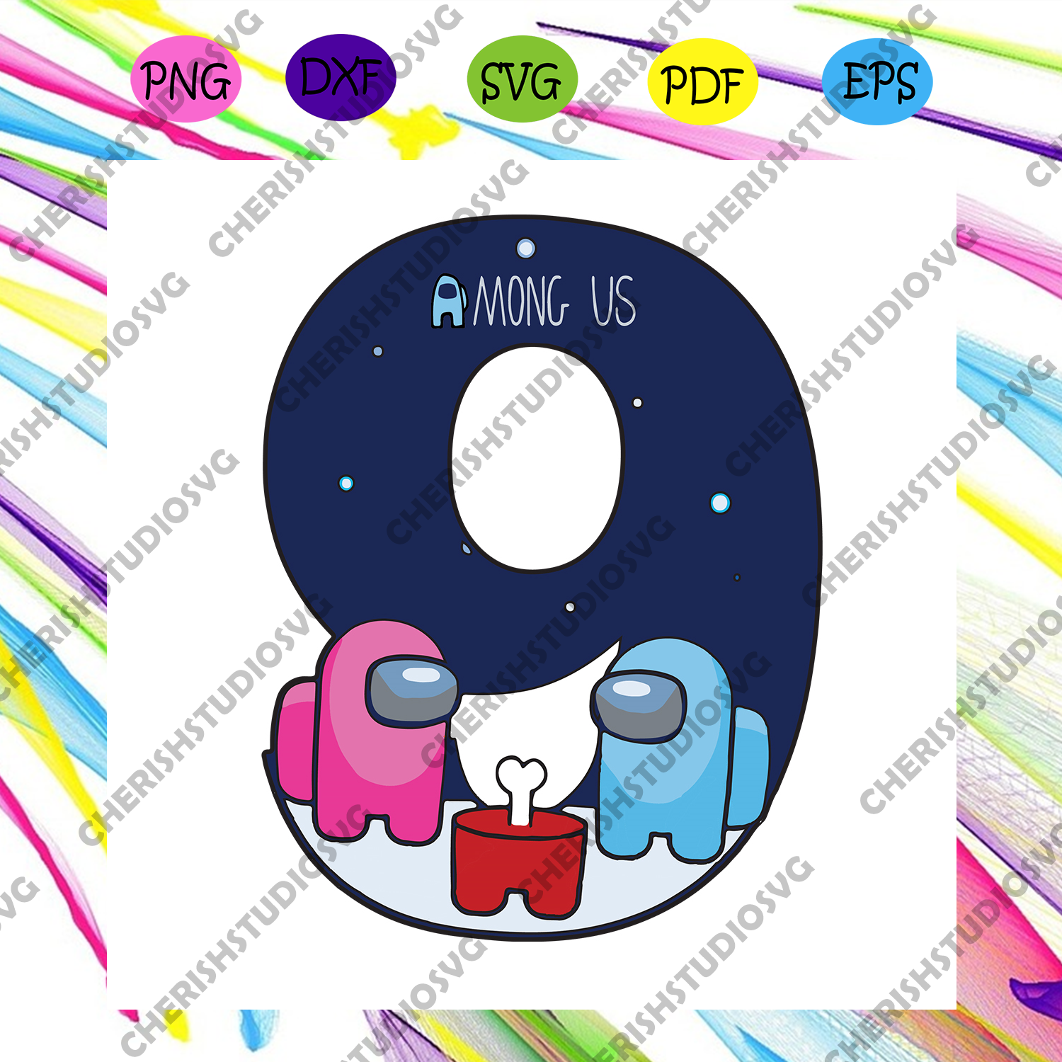 Download Among Us Happy 9th Birthday Pink And Blue Impostor Svg Birthday Svg Cherishsvgstudio