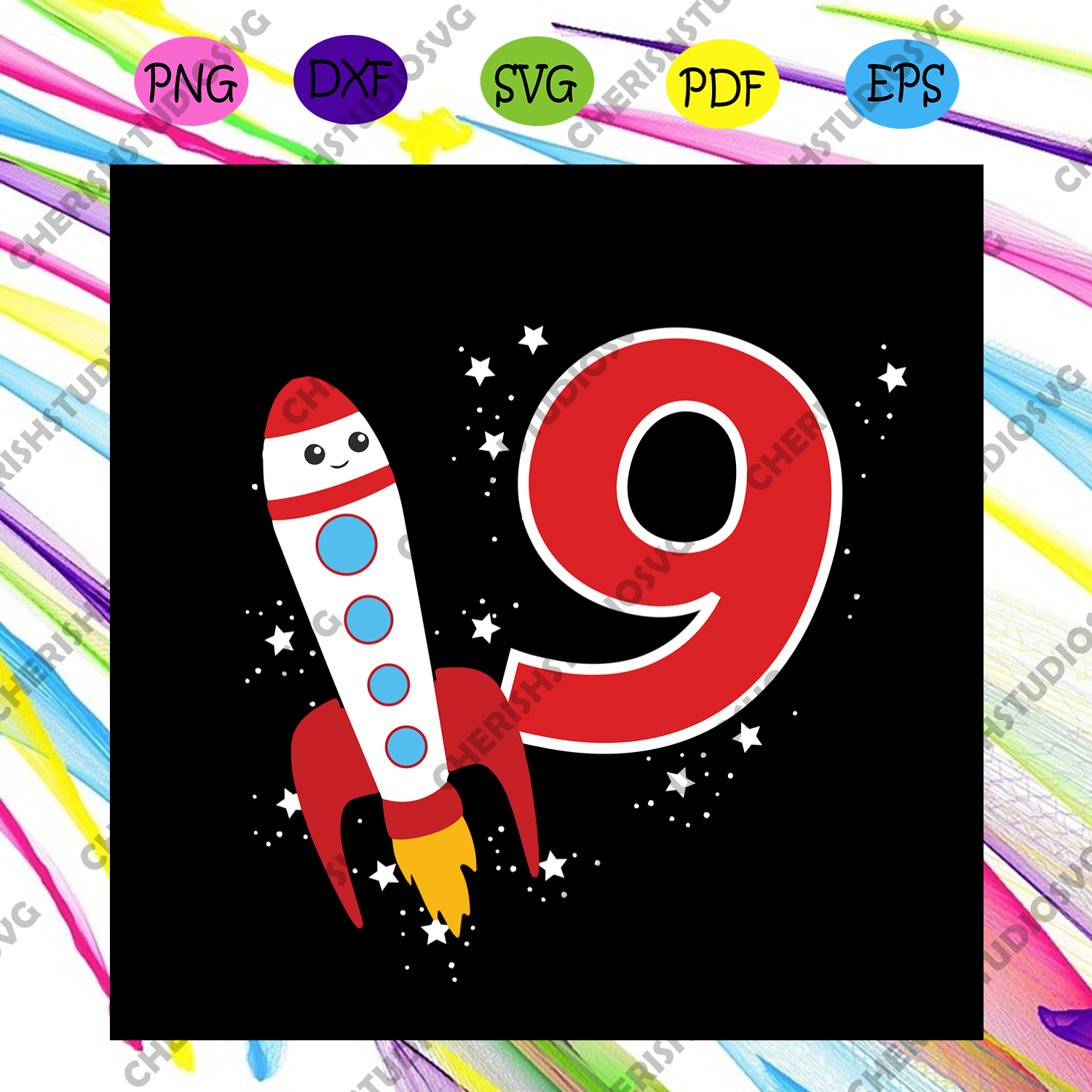 Download Rocket Space Ship 9 Years Old Birthday Svg Birthday Svg Shark Svg B Cherishsvgstudio