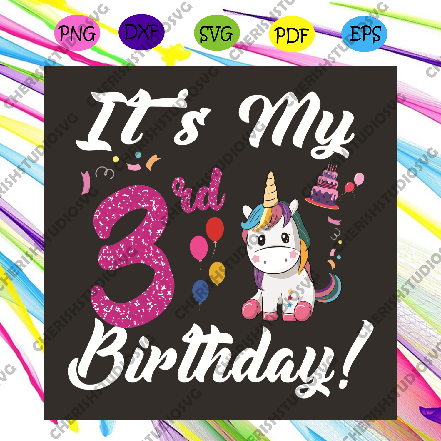 Download Its My 3th Birthday Unicorn 3 Year Old Girls Svg Birthday Svg Unicor Cherishsvgstudio