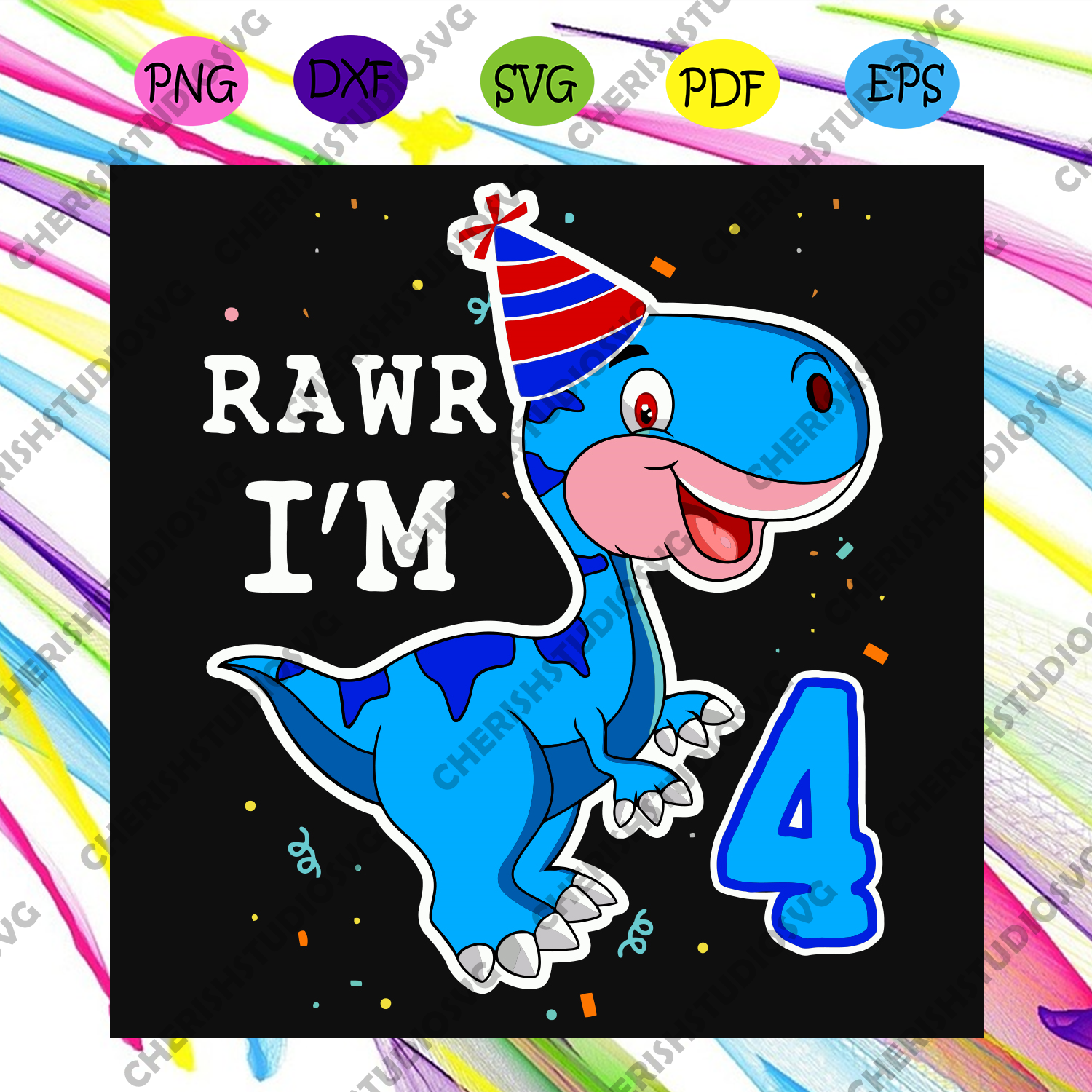 Download Dinosaur Rawr I Am 4 Years Svg Birthday Svg 4 Years Old Svg 4 Years Cherishsvgstudio