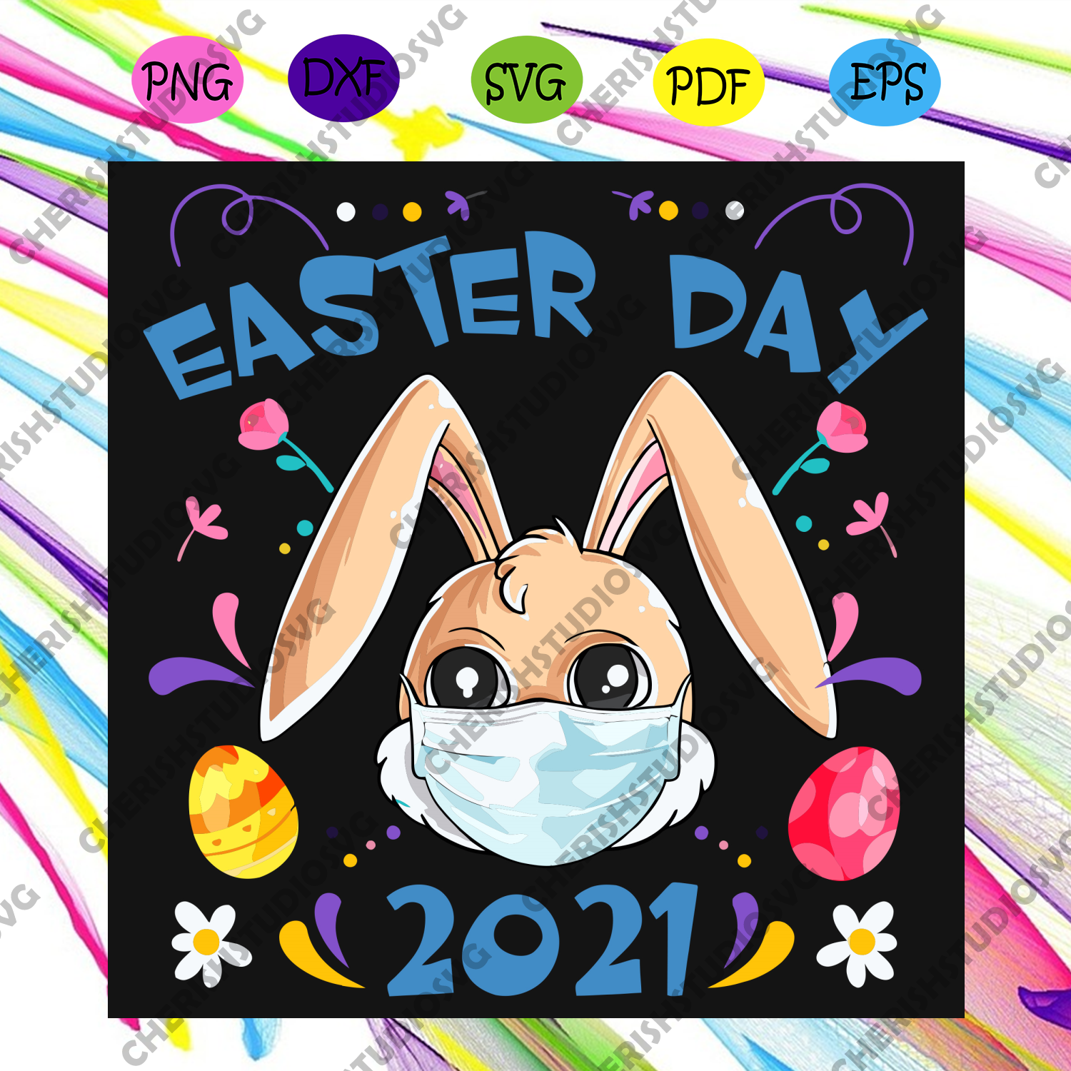 Download Easter Day 2021 Bunny Rabbit Face Wearing Mask Easter Svg Happy East Cherishsvgstudio