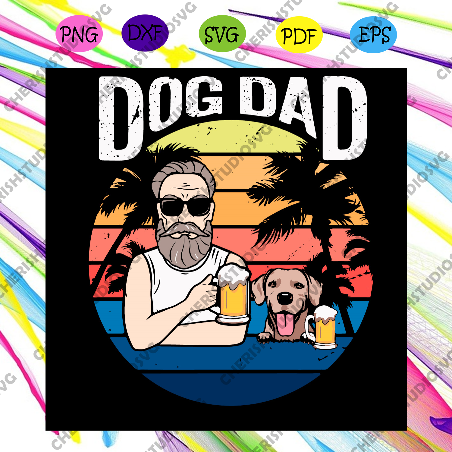 Download Dog Dad Summer Old Man Svg Fathers Day Svg Dog Dad Svg Dad Svg Dog Cherishsvgstudio