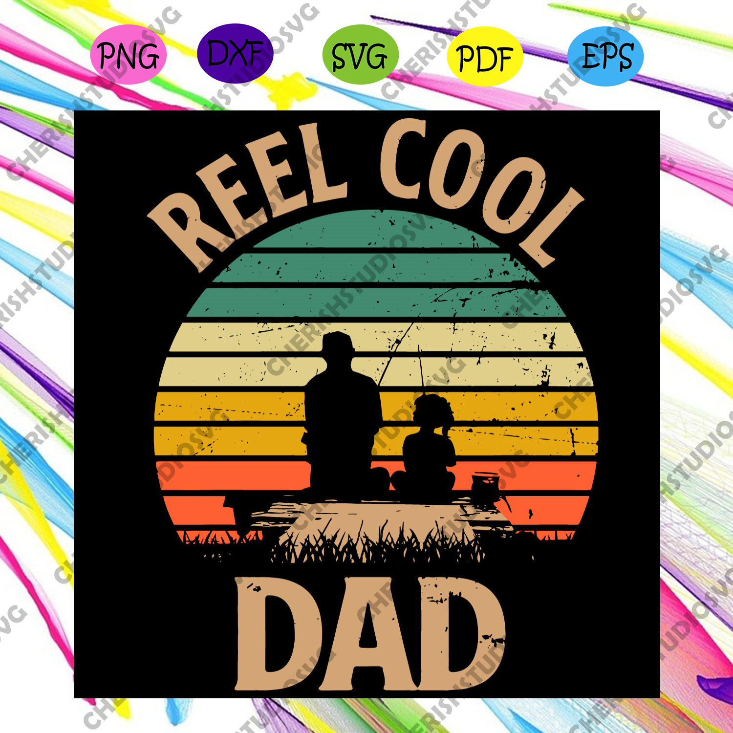 Download Reel Cool Dad Vintage Fishing Svg Fathers Day Svg Reel Cool Svg Vintage Dad Svg Dad