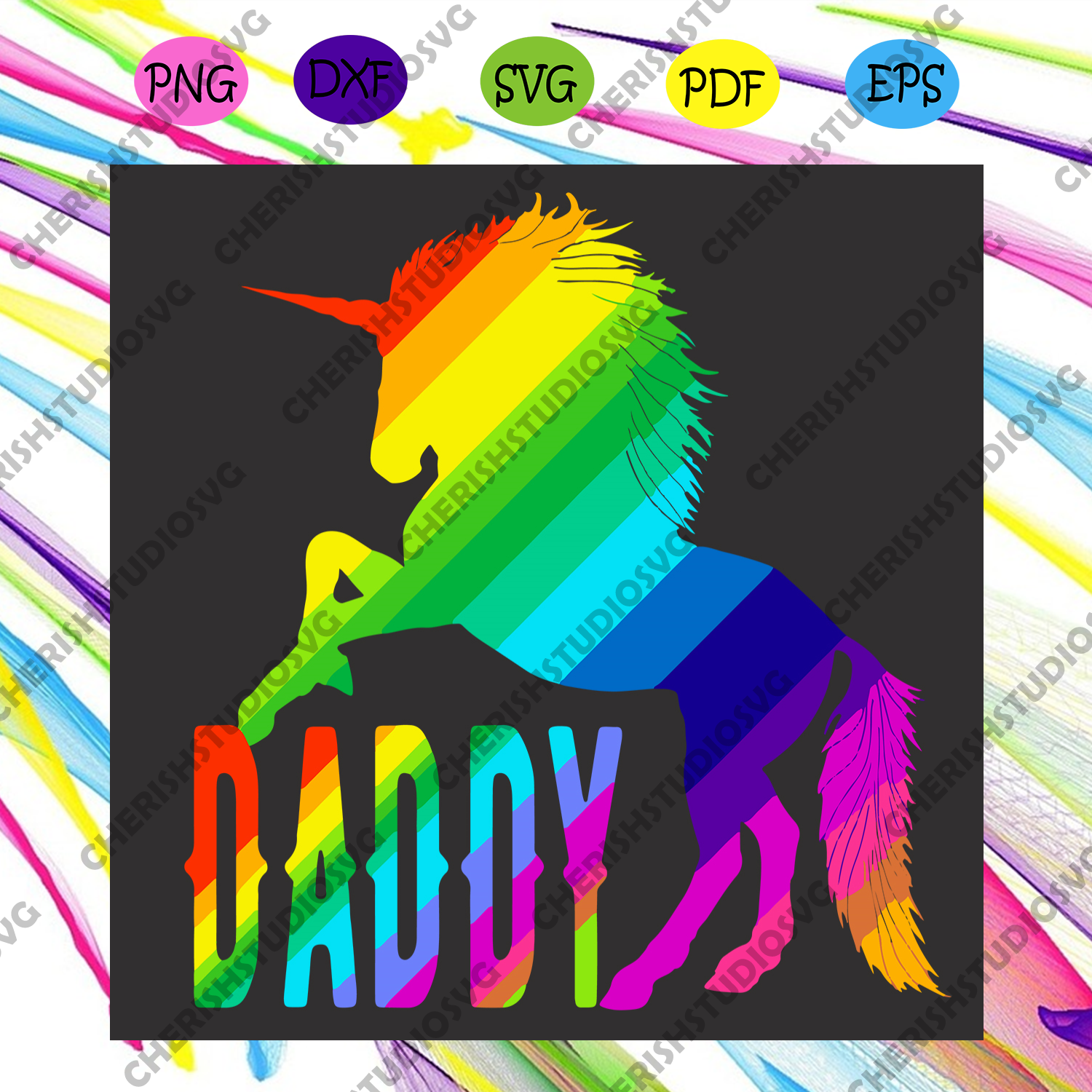 Download Daddy With Rainbow Unicorn Svg Fathers Day Svg Daddy Svg Rainbow Un Cherishsvgstudio