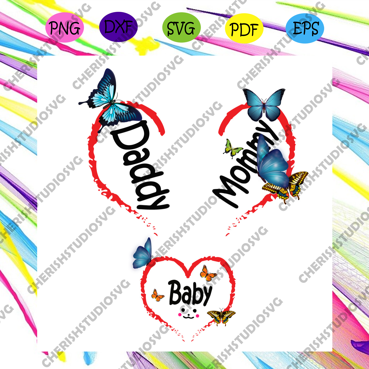 Download Family Hearts Mommy Daddy Baby Svg Family Svg Heart Matching Svg Da Cherishsvgstudio