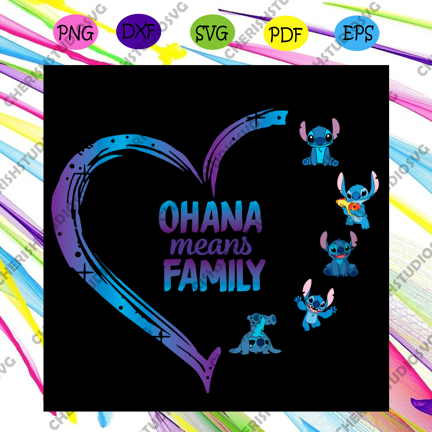 Stitch Ohana Means Family Svg Family Svg Stitch Svg Heart Svg Cute Cherishsvgstudio