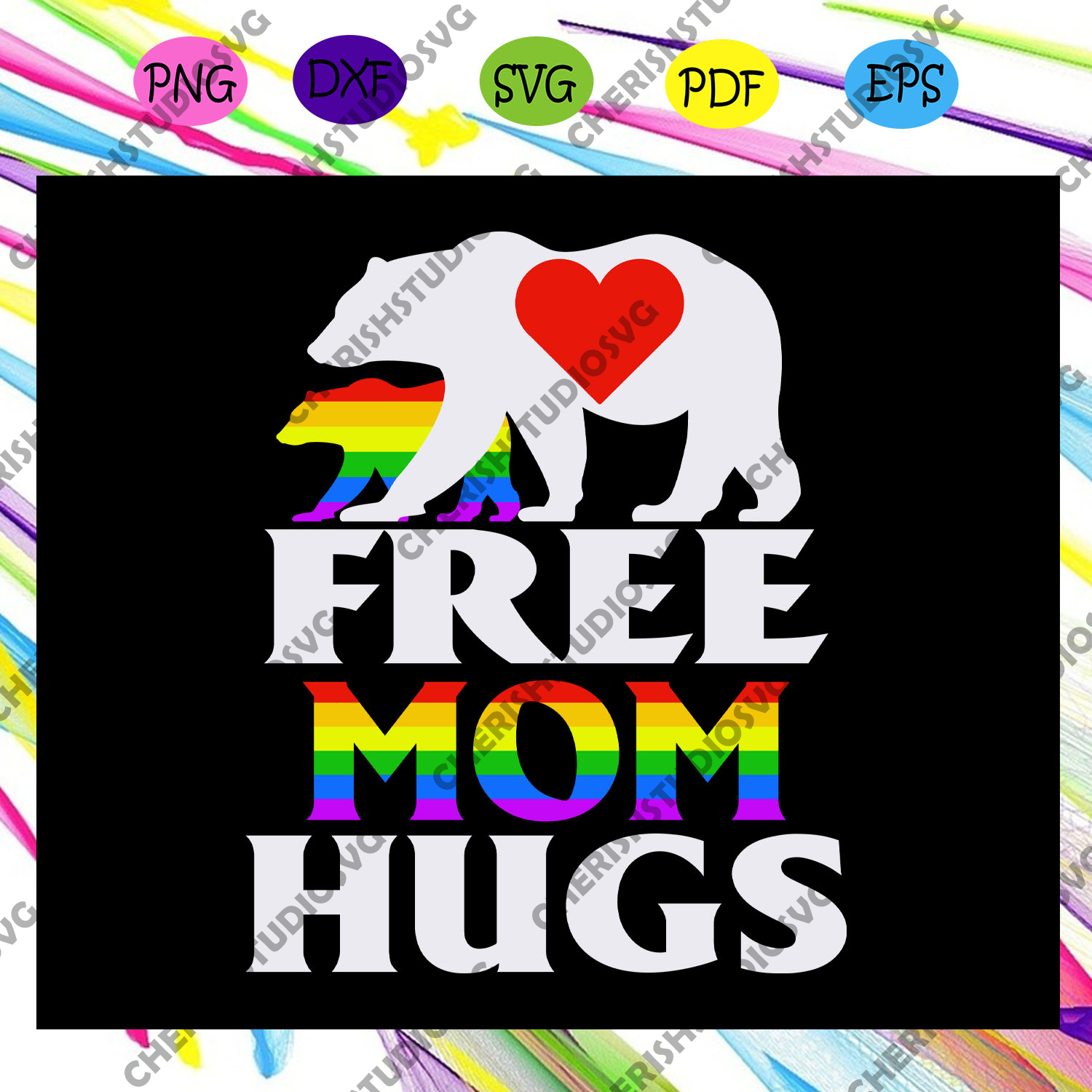 Download Free Mom Hugs Bear Svg Rainbow Svg Leseither Way Lesbian Gift Lgbt Cherishsvgstudio