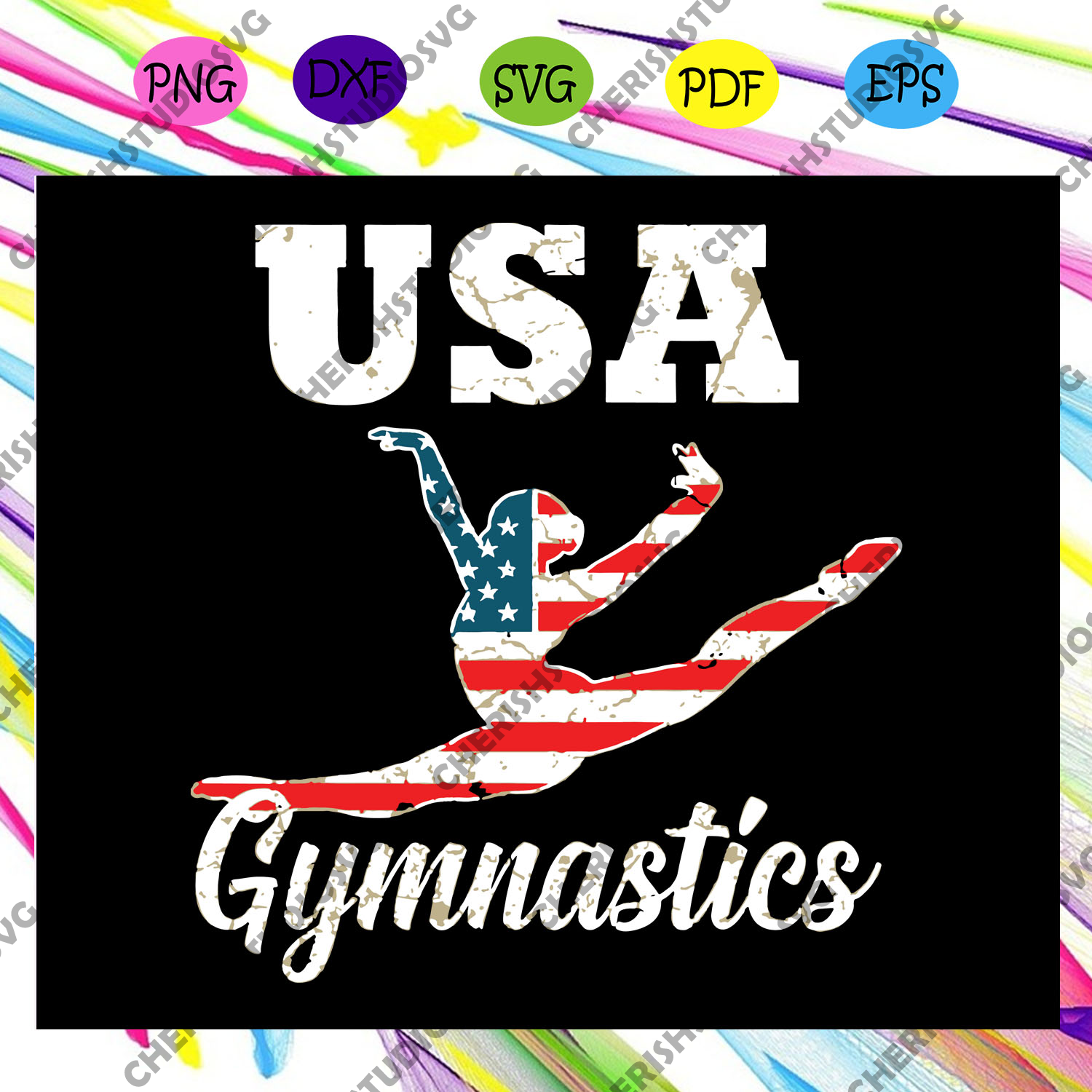Download Gymnast American Flag Gymnastics Usa Gift Tumbling Team Independence Cherishsvgstudio