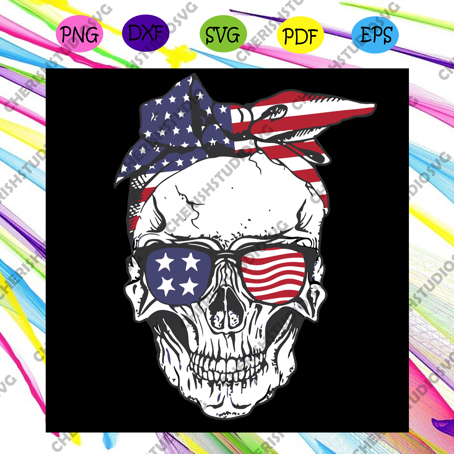 Download Patriotic Skull American Flag Svg 4th Of July 2021 America Svg Amer Cherishsvgstudio