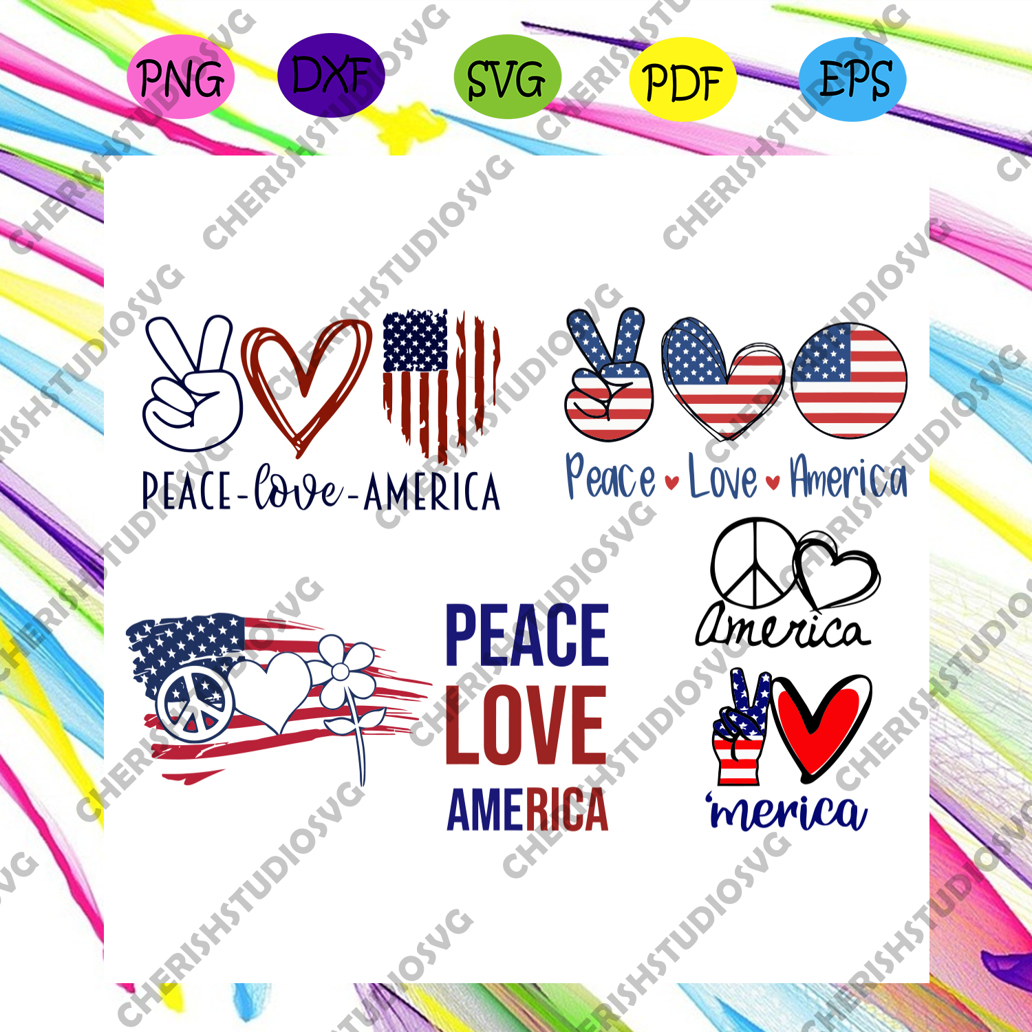 Free Free 180 July Svg Peace Love America Svg SVG PNG EPS DXF File