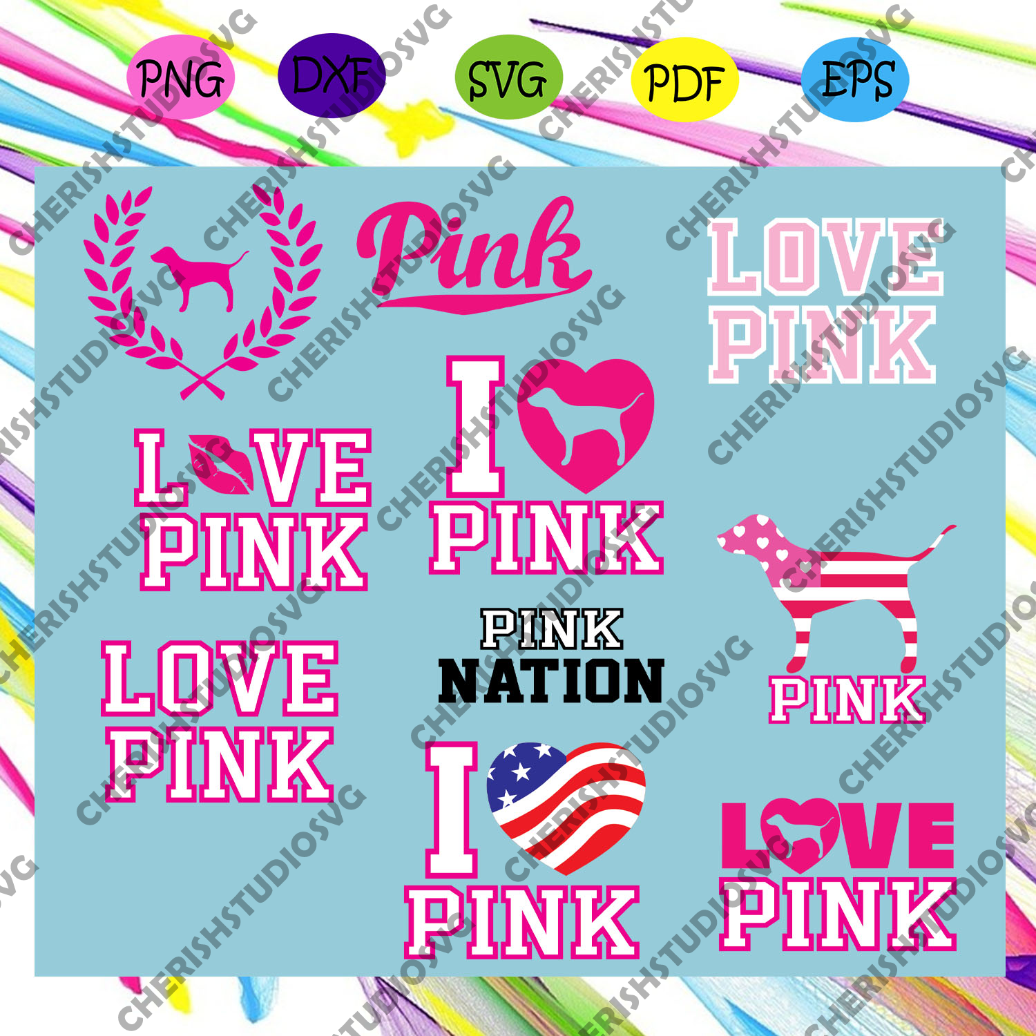 Love Pink Svg Love Pink Clip Art Pink Nation Svg Love Pink Dog Svg Cherishsvgstudio