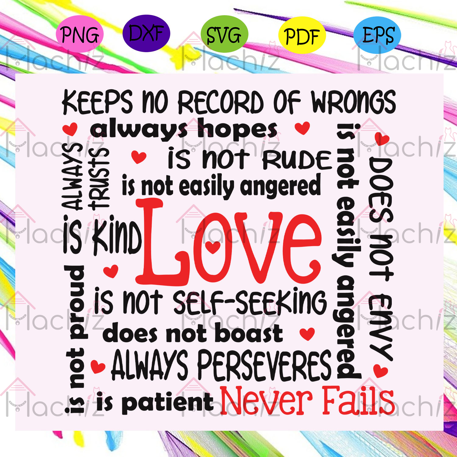 Download Love Is Patient Is Kind Never Fails Always Hops Trusts Love Svg Files Cherishsvgstudio