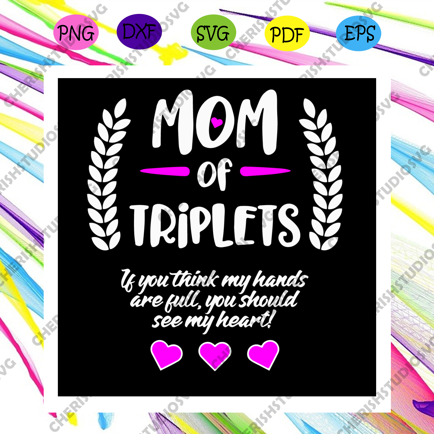 Download Mom Of Triplets Svg Mother Day Svg Mom Svg Mother Svg Baby Mommy S Cherishsvgstudio