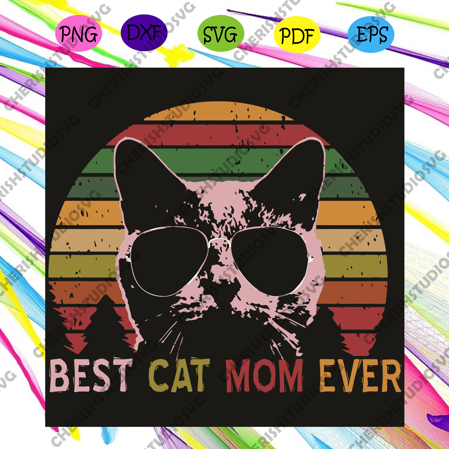 Download Best Cat Mom Ever Vintage Retro Svg Mothers Day Svg Best Cat Svg Ca Cherishsvgstudio