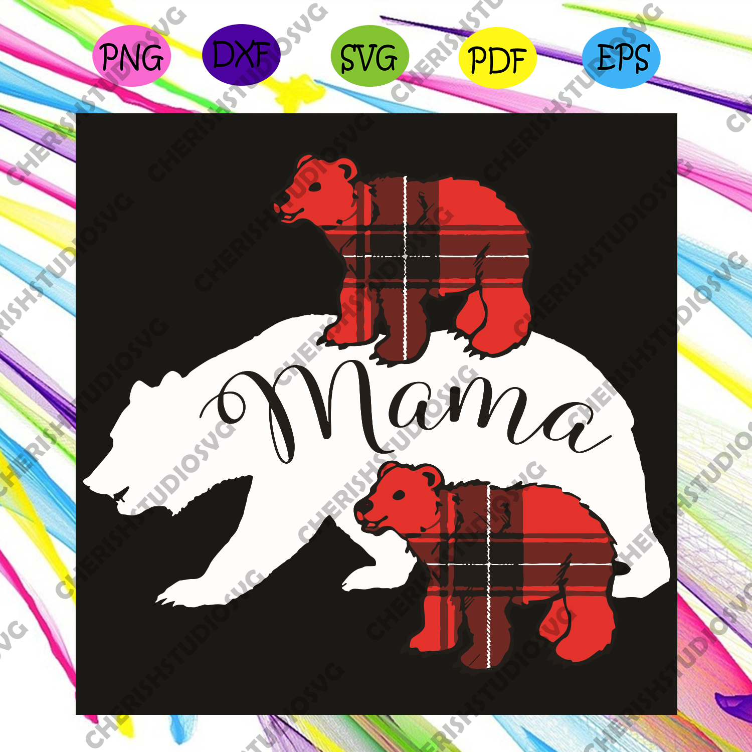 Download Mama Bear Two Cubs Red Buffalo Plaid Mom Svg Mothers Day Svg Bear Sv Cherishsvgstudio
