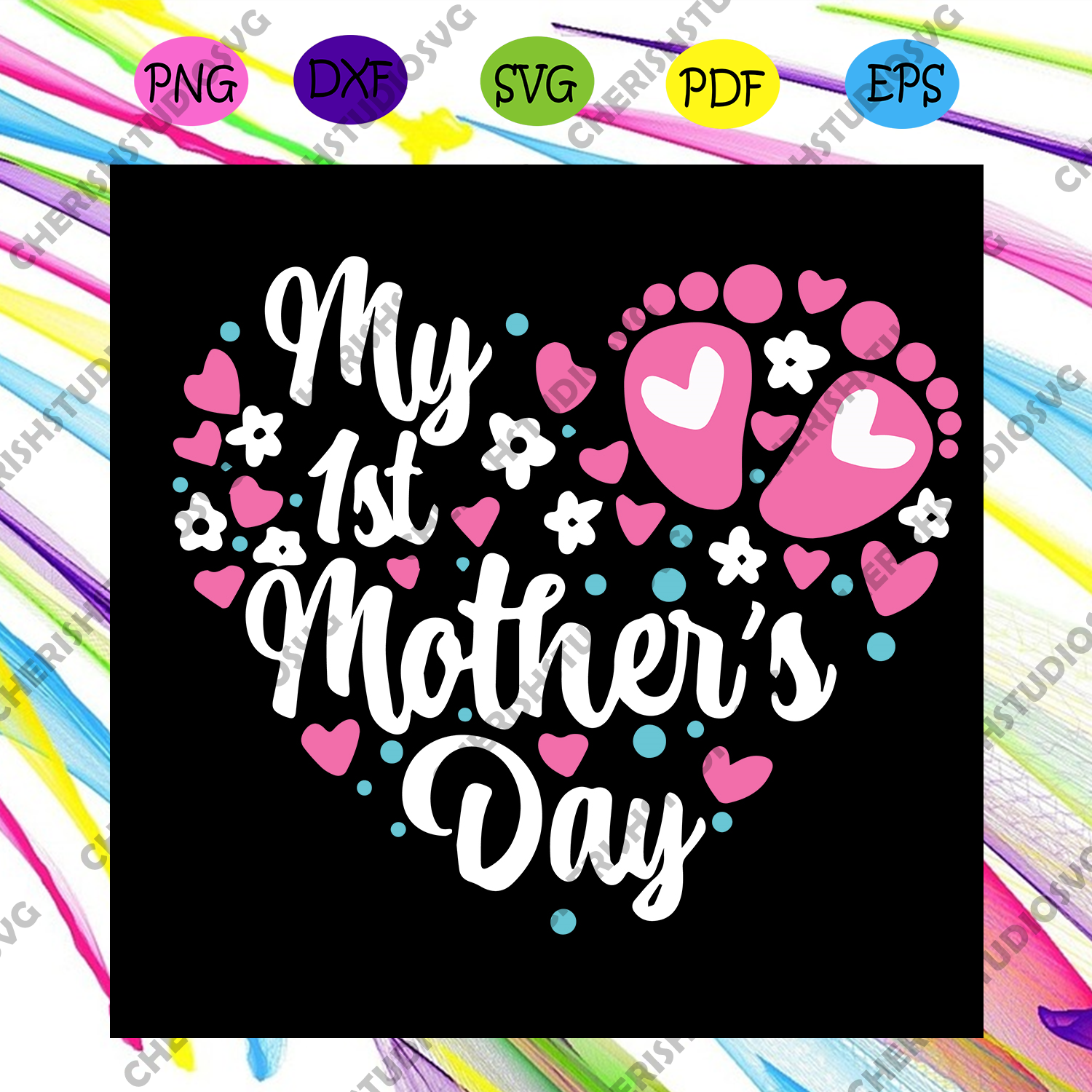 Download My First Mothers Day Svg Mothers Day Svg First Mothers Day Svg Hear Cherishsvgstudio