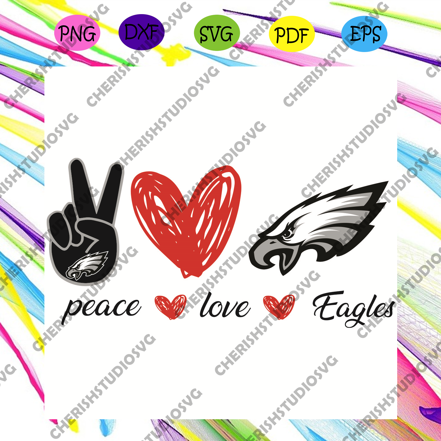 Download Philadelphia Eagles Peace Love Svg Sport Svg Peace Svg Love Svg He Cherishsvgstudio