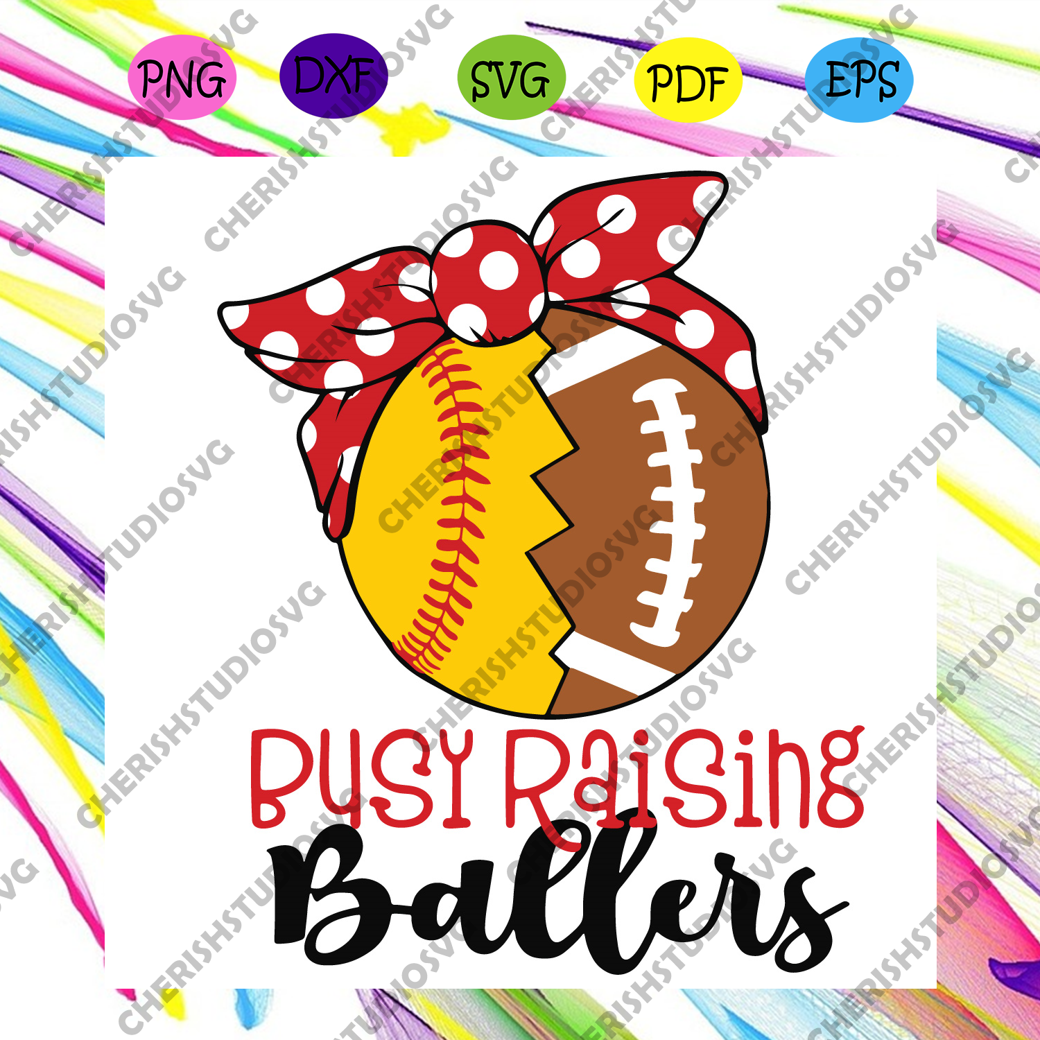 Download Busy Raising Ballers With Bow Svg Sport Svg Baseball Svg Football S Cherishsvgstudio