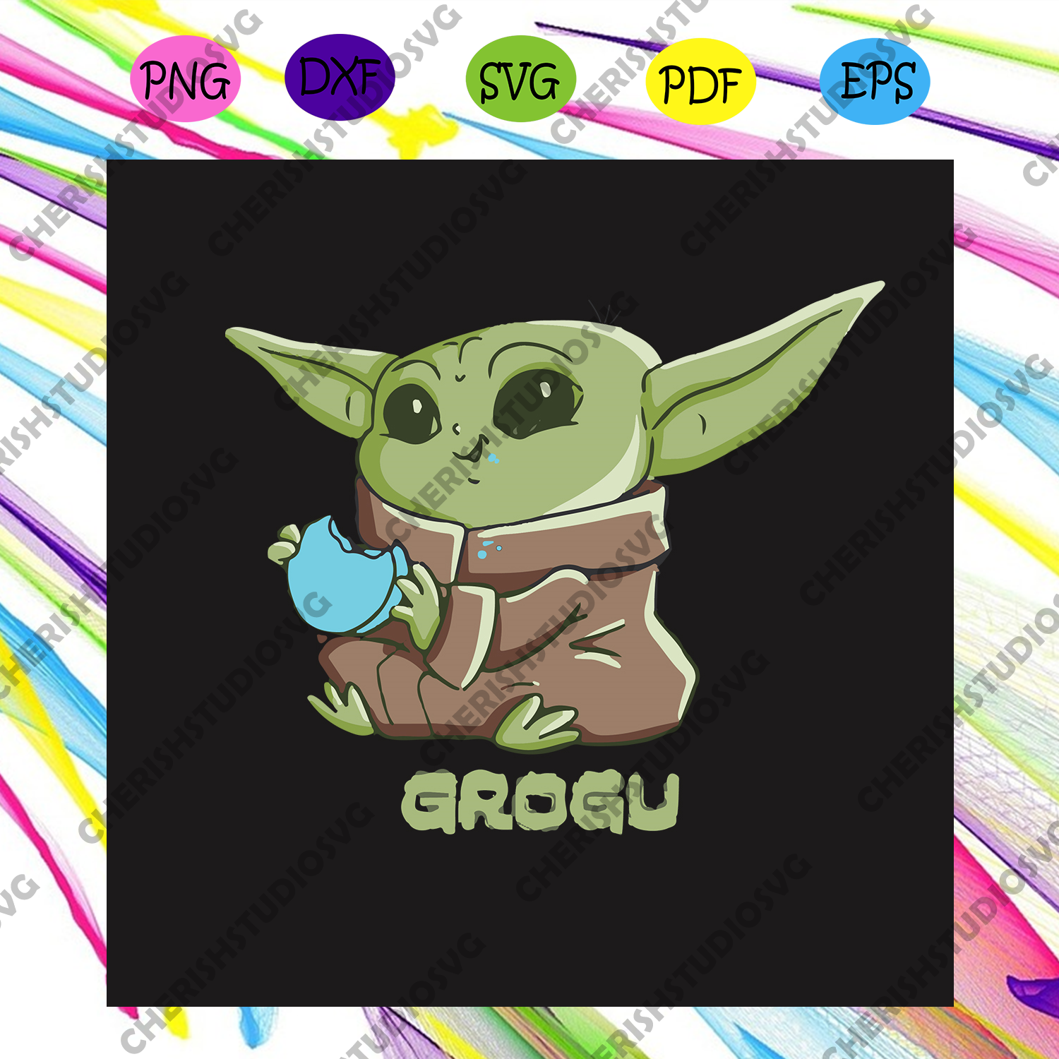 Star Wars The Mandalorian The Child Grogu Blue Macaron Svg Star War S Cherishsvgstudio