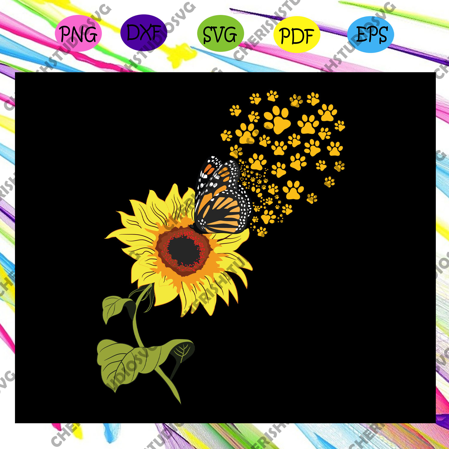 Download Sunflower Butterfly Svg Dog Paw Svg Dog Mom Svg Sunflower For Silho Cherishsvgstudio