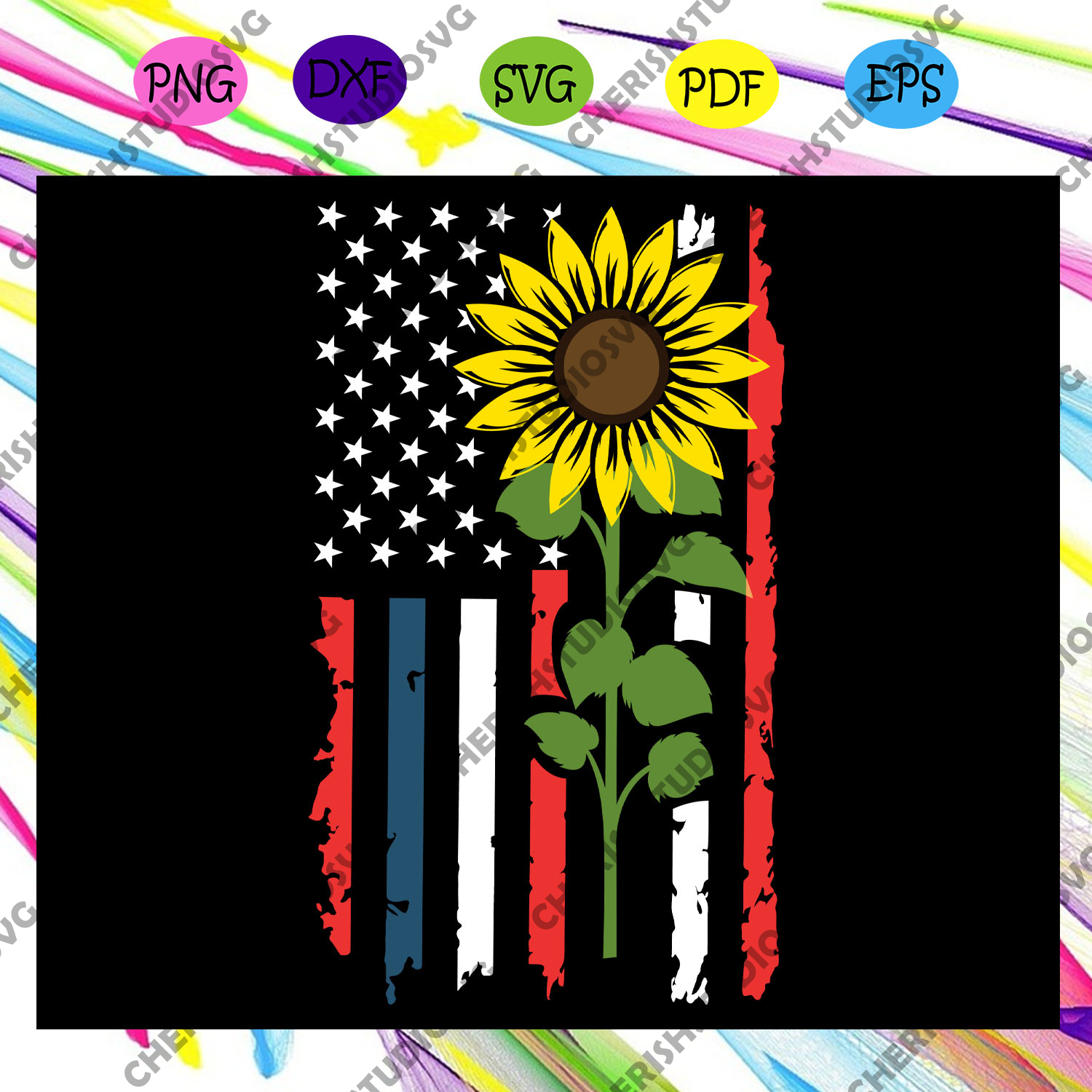 Free Free 196 Silhouette American Flag Sunflower Svg SVG PNG EPS DXF File