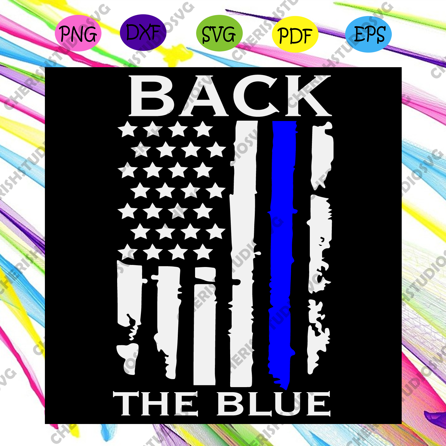 Download Back The Blue Svg Trending Svg Thin Blue Line American Flag Police Cherishsvgstudio