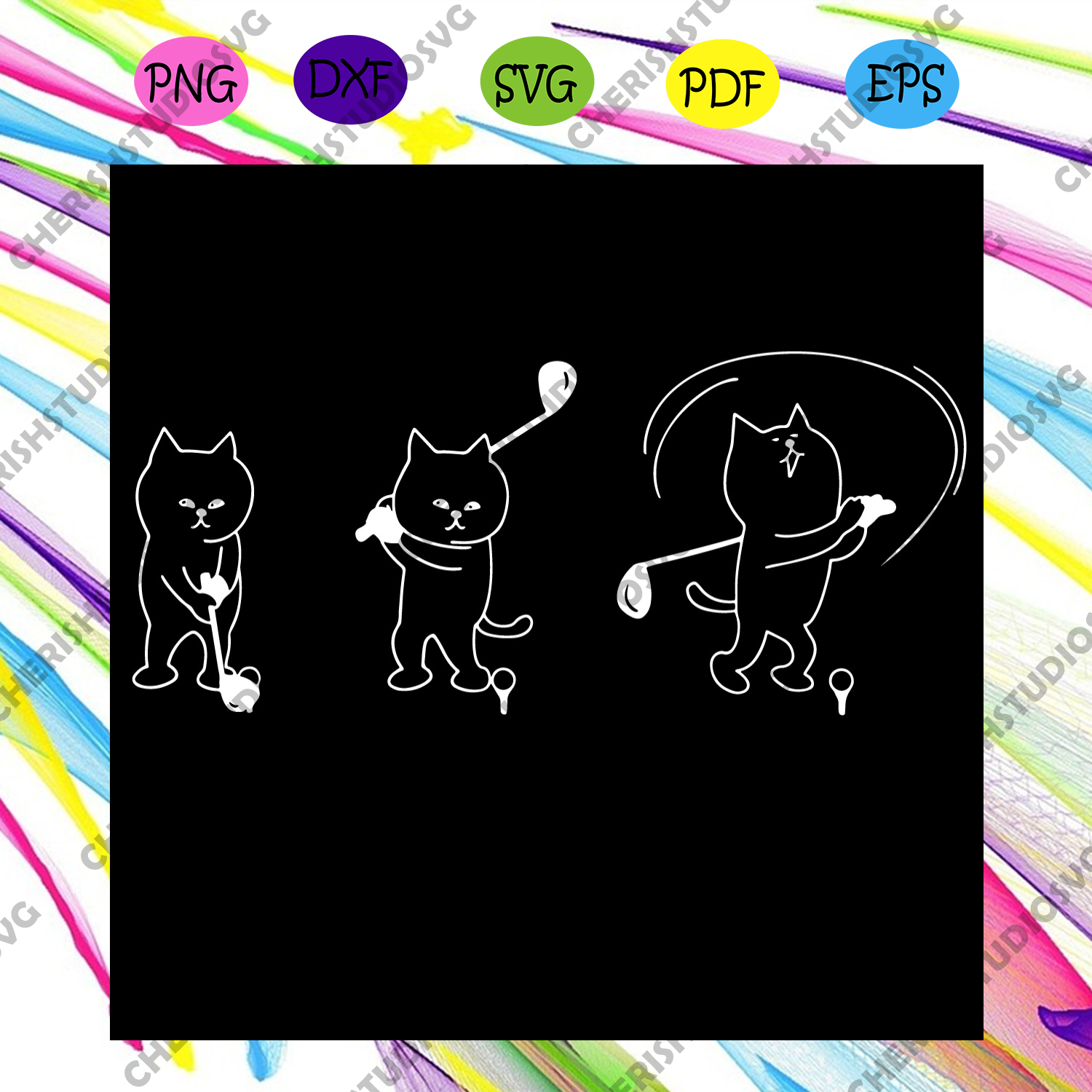 Download Cat Golfing Funny Sports Svg Trending Svg Cat Svg Golfing Svg Golf Cherishsvgstudio