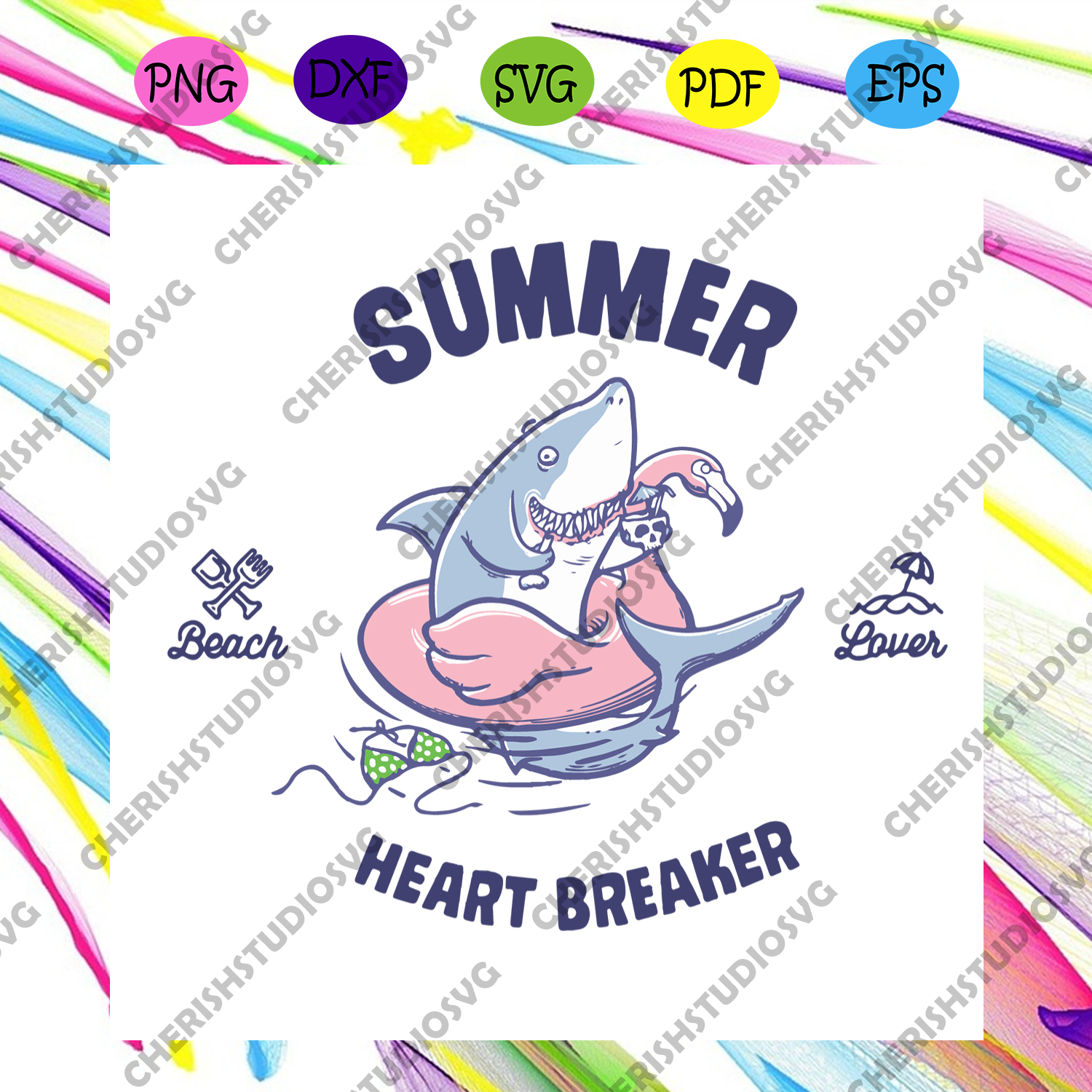 Download Summer Heart Breaker Shark Flamingo Svg Trending Svg Summer Svg Hea Cherishsvgstudio