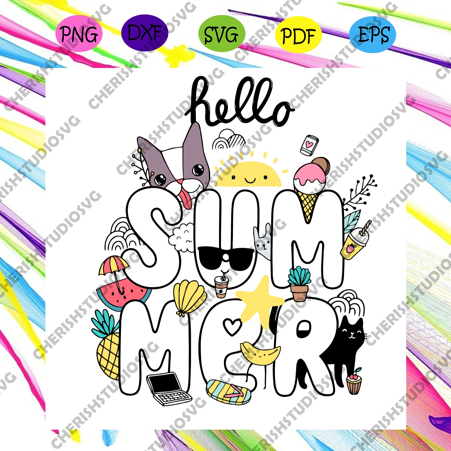 Download Hello Sumer Svg Trending Svg Summer Svg Dog Svg Sun Svg Animals S Cherishsvgstudio