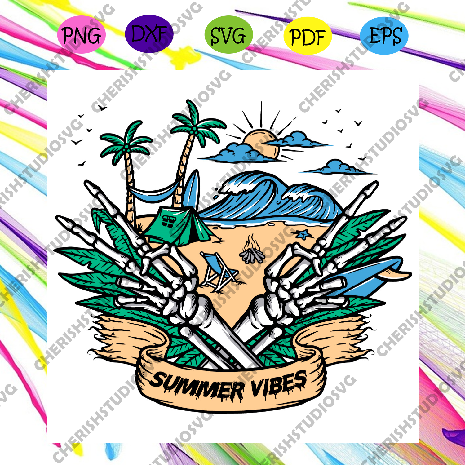 Download Summer Vibes Svg Trending Svg Skeleton Svg Hand Bone Svg Beach Svg Cherishsvgstudio