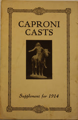 scan of Caproni catalog cover, a gold color with black border and text and a photo of Dallin's "Appeal to the Great Spirit"