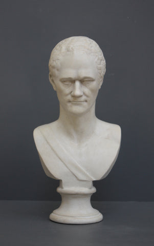 Photo of cast of Alexander Hamilton Bust reduction in white plaster