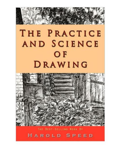 photo of “The Practice and Science of Drawing” book with sketch on front cover and title and author on yellow and red blocks, respectively