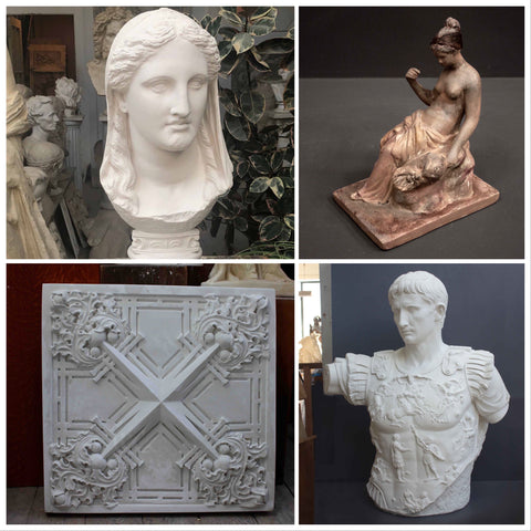 collage of four sculpture casts