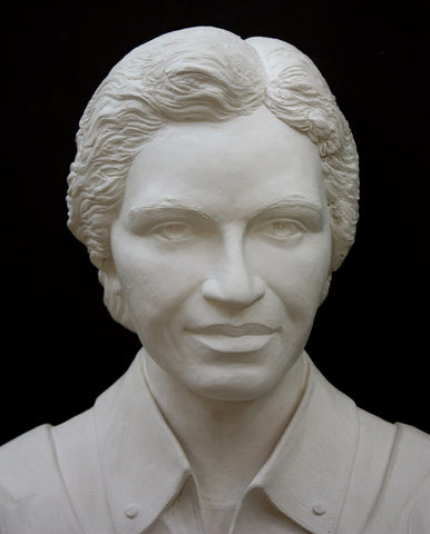 Photo of plaster sculpture of Rosa Parks - closeup of her face