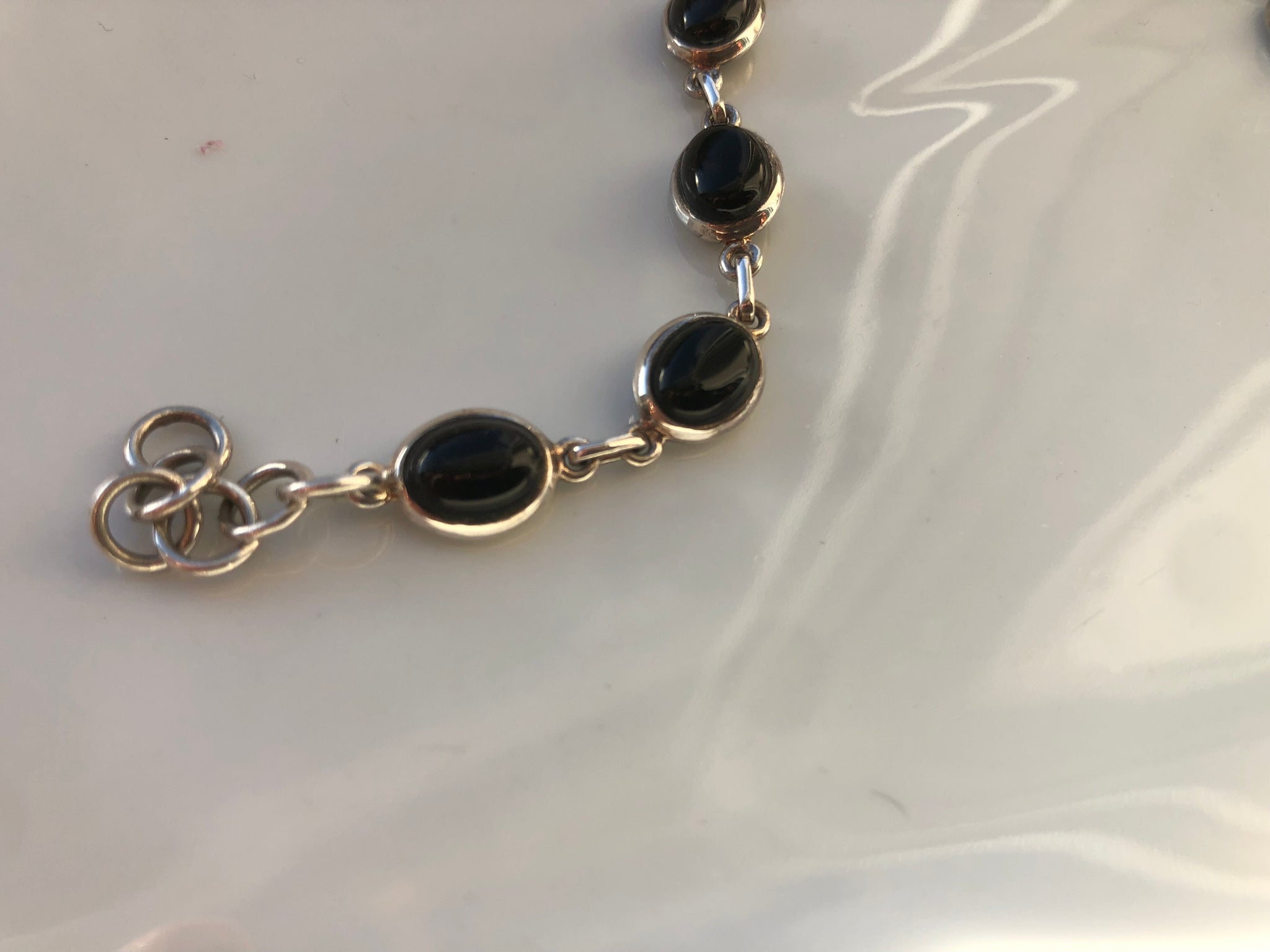 black onyx silver bracelet