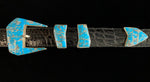 BG Mudd "Turquoise" 4 Piece Sterling Silver Buckle Set with Alligator Belt