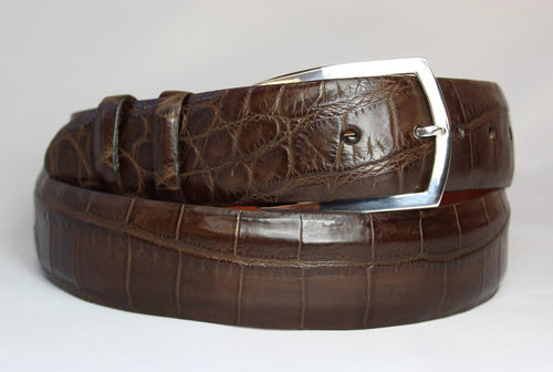 Matte Brown Alligator Belt with Hand Braided Edge and 18k Solid Gold E –  JohnAllenWoodward